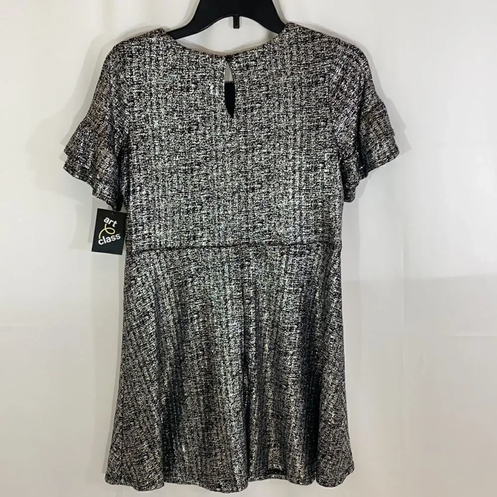 Art Class Girls Foil Rib Knit Short Sleeve Dress